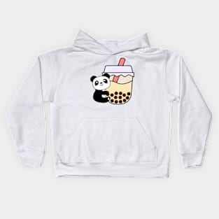 Baby Panda Hugs Bubble Tea Kawaii Cream Boba Tea Kids Hoodie